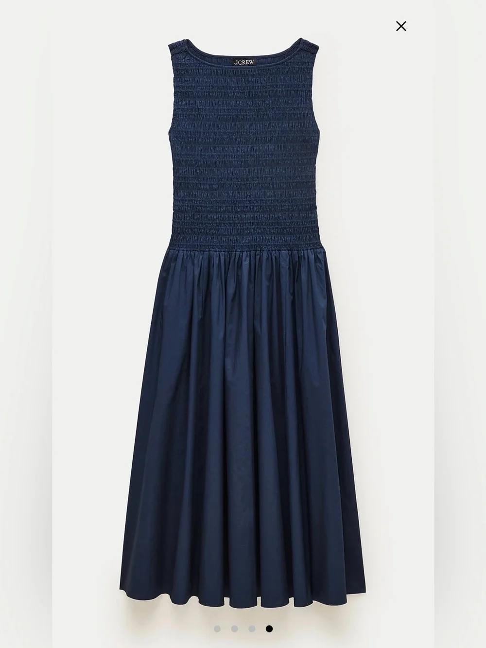 J.Crew Lina Smocked Midi Dress Navy Cotton Sleeveless NWT Size Small